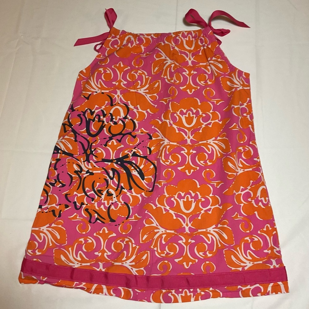Hanna Andersson Girls Orange Pink Floral Pillowcase Cotton Poplin Dress